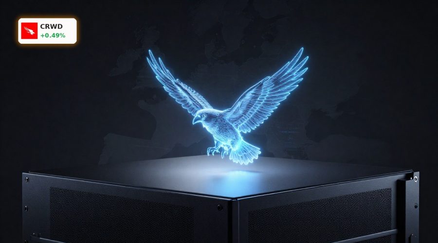 CrowdStrike Forecast visualized with AI-powered Falcon cybersecurity platform and EU data sovereignty theme