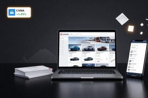 Carvana Stock Split concept with digital car marketplace and share value focus