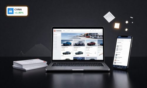 Carvana Stock Split concept with digital car marketplace and share value focus