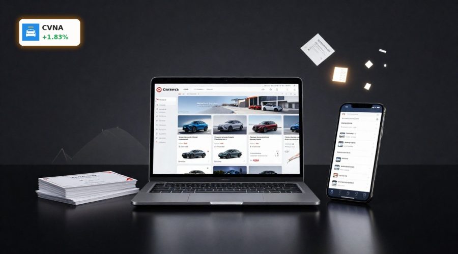 Carvana Stock Split concept with digital car marketplace and share value focus