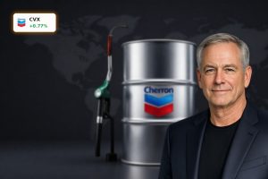 Chevron Middle East Crisis concept with oil barrel and pump against dark backdrop symbolizing surging crude prices