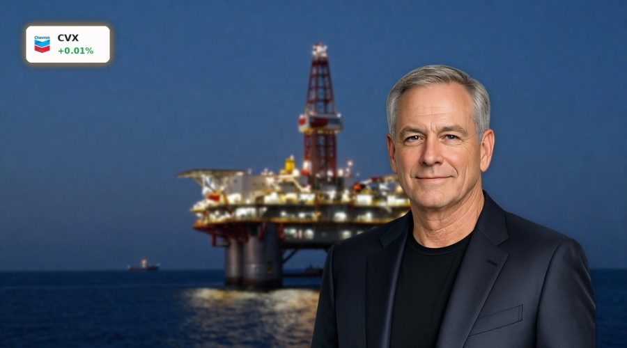 Chevron Geopolitics offshore oil platform under dramatic sky during elevated crude prices