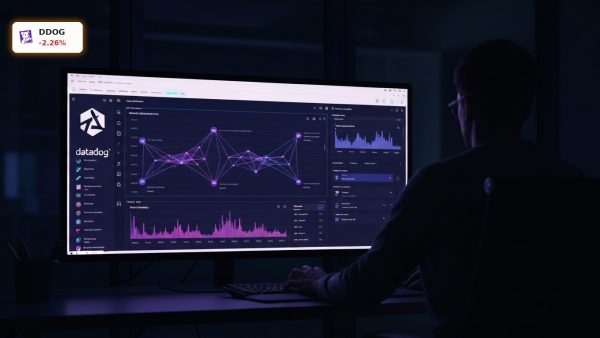 A cloud monitoring dashboard on a monitor highlighting a Datadog Analyst Upgrade.