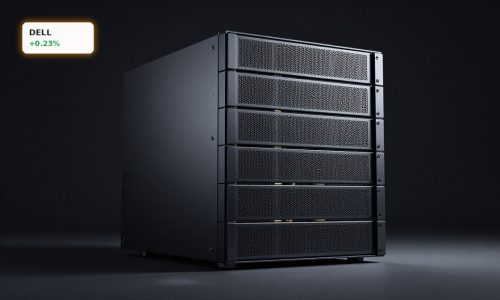 Dell AI Forecast highlighted by premium enterprise AI server hardware in a dark studio setting
