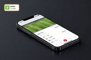 DraftKings Prediction Market app on smartphone with soccer betting theme tied to World Cup trading momentum