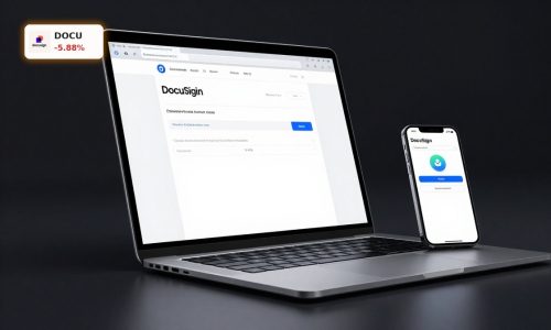 DocuSign Earnings focus on e-signature platform and digital agreement workflow on premium devices