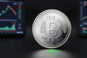 Dogecoin Rally represented by a premium Dogecoin coin glowing against a dark trading background