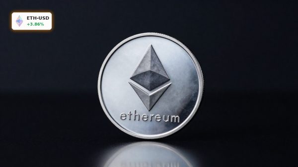 Ethereum Market Analysis with Ethereum coin in dark premium setting amid ETF outflow concerns