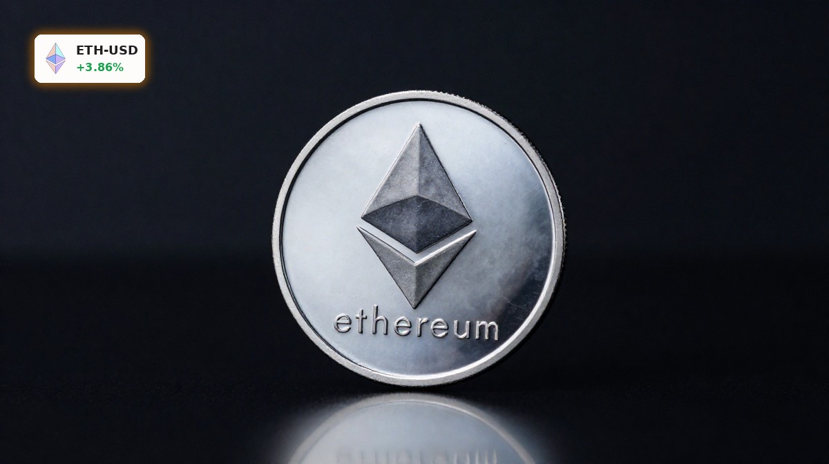 Ethereum Market Analysis with Ethereum coin in dark premium setting amid ETF outflow concerns