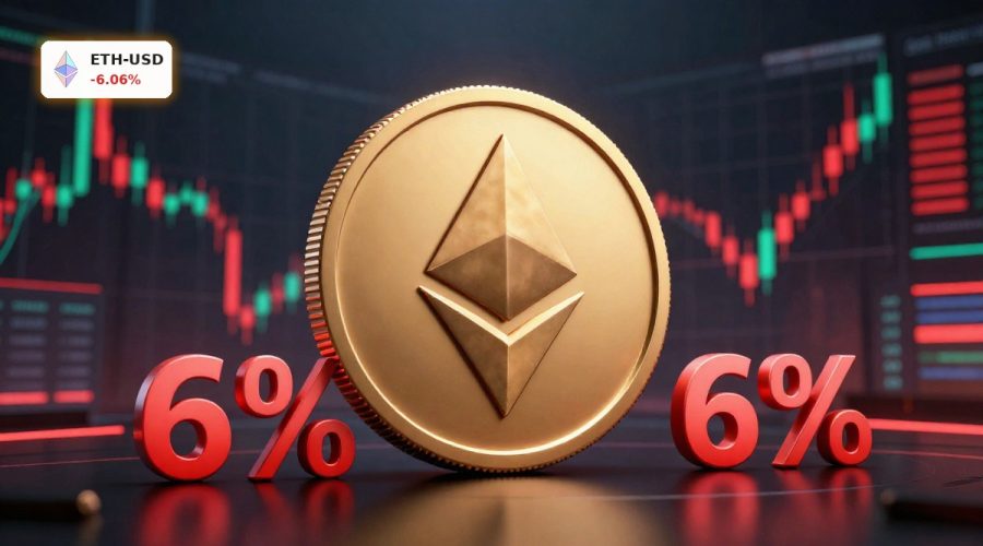 Ethereum Market Analysis showing ETH under pressure with a 6% price drop and rising leverage risk