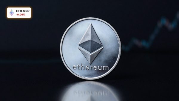 Ethereum Market Analysis with ETH coin on dark background reflecting Fed risk and ETF flow uncertainty