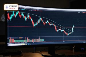 Ethereum Market Analysis chart with ETH price pullback and support resistance levels on a trading screen.