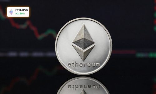 Ethereum Valuation concept with ETH coin under dramatic light hinting at downside risk