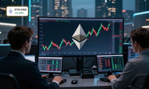 Ethereum Upgrade optimism reflected in rising ETH chart and institutional trading desk scene