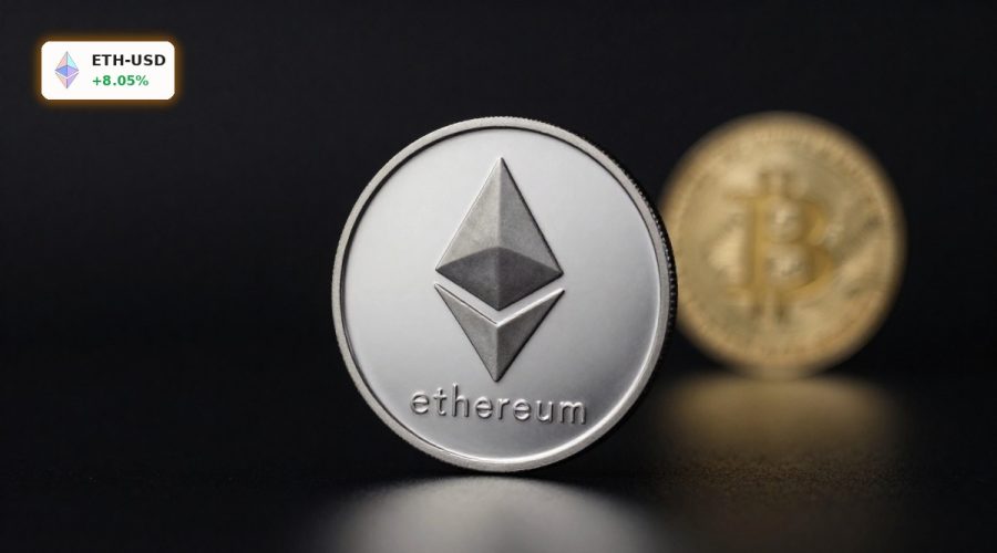 Ethereum Analysis with premium ETH coin close-up outperforming Bitcoin in a bullish market setup