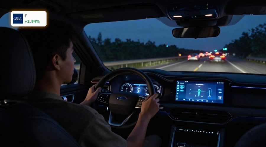 Ford BlueCruise Investigation highlighted by Ford SUV using hands-free driver-assist at night in heavy traffic