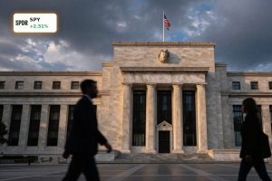 Federal Reserve building at dusk symbolizing uncertain Federal Reserve Rate Path and market outlook