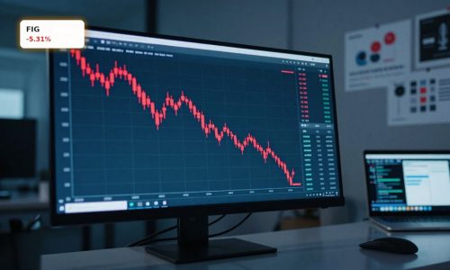 Tech trader screen with volatile stock chart illustrating Figma Earnings selloff and SaaS repricing risk.