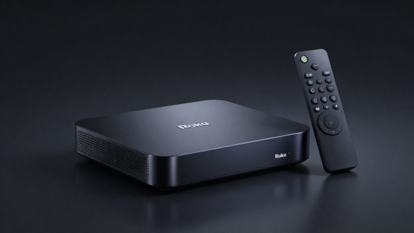 Fox Roku Acquisition spotlight on Roku streaming device and remote in premium dark studio setting