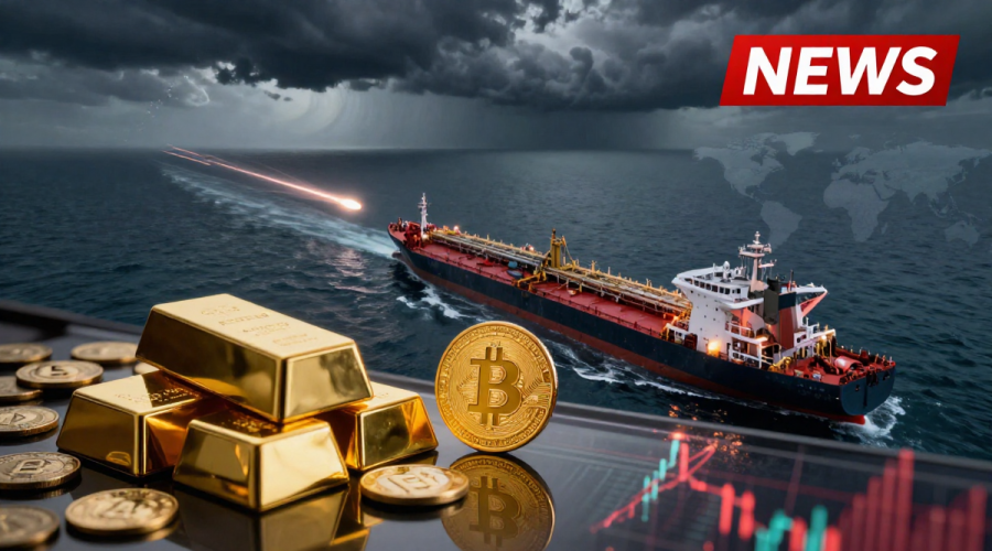 Iran Conflict tension near Strait of Hormuz with oil tankers, gold and Bitcoin market impact