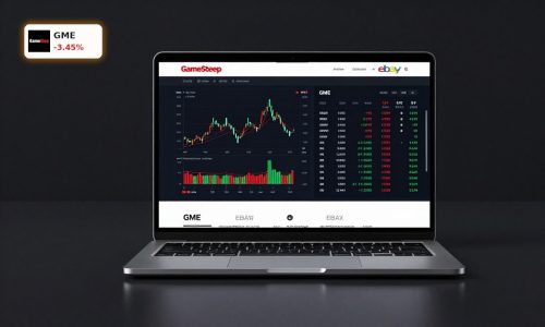 GameStop Acquisition concept with GME and eBay trading screens in focus