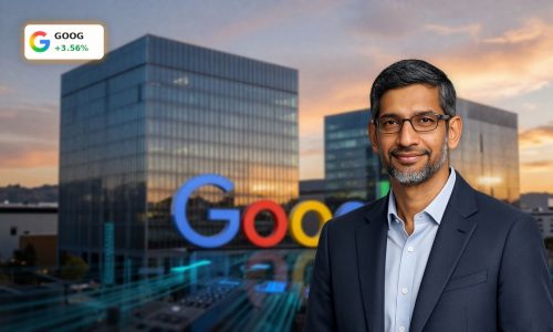 Alphabet AI Strategy highlighted by Google headquarters and AI cloud infrastructure theme