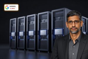 High-end Google data center servers and AI chips symbolizing Alphabet AI Strategy infrastructure bet