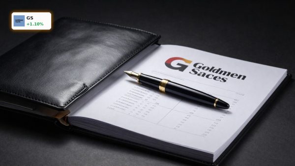 Goldman Sachs IPO Boom concept with premium deal book and pen on dark desk, symbolizing record underwriting fees