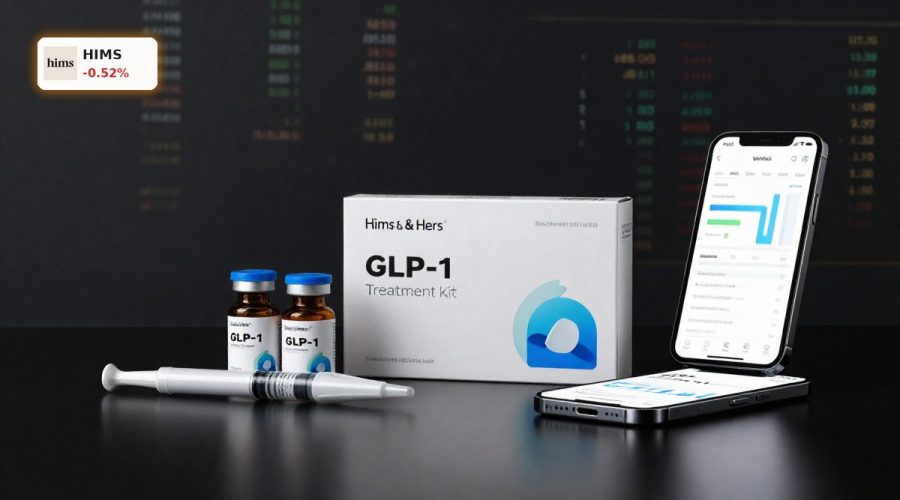 Hims & Hers insider transactions tied to GLP-1 obesity drug strategy with premium treatment kit on dark background