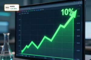 Surging stock chart in biotech setting reflecting Hims & Hers peptide regulation rally