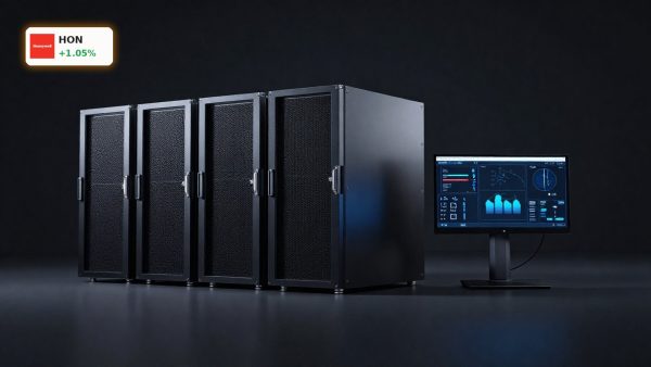 Honeywell Spin-off concept with industrial automation hardware and aerospace cues on dark background