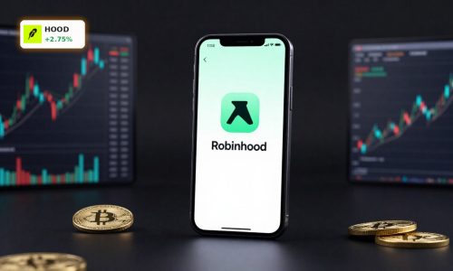 Smartphone with Robinhood app open, symbolizing Robinhood Forecast and profit growth outlook