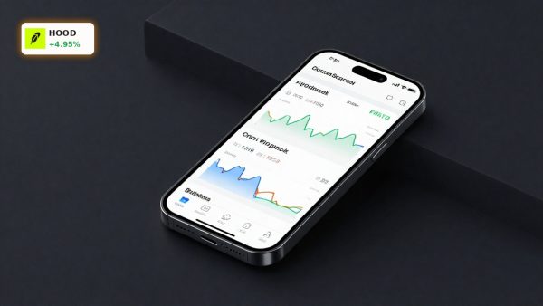 Robinhood IPO Expansion highlighted on a premium trading app smartphone product shot with dark cinematic lighting