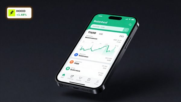 Robinhood Forecast on smartphone trading app with prediction markets theme and premium dark product staging
