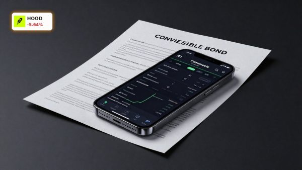 Robinhood Convertible Notes with smartphone and bond document symbolizing HOOD's $2 billion financing deal