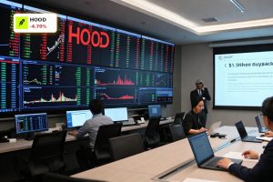 Robinhood Buyback Program discussed by executives as HOOD stock slides on volatile trading screens