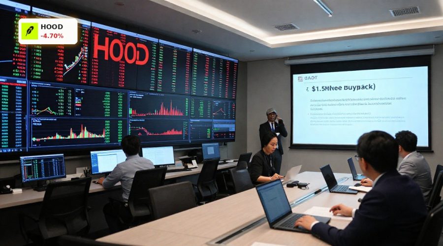 Robinhood Buyback Program discussed by executives as HOOD stock slides on volatile trading screens