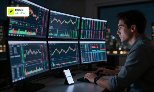 Retail trader monitors market volatility as Robinhood Regulation shifts after SEC scraps PDT rule.