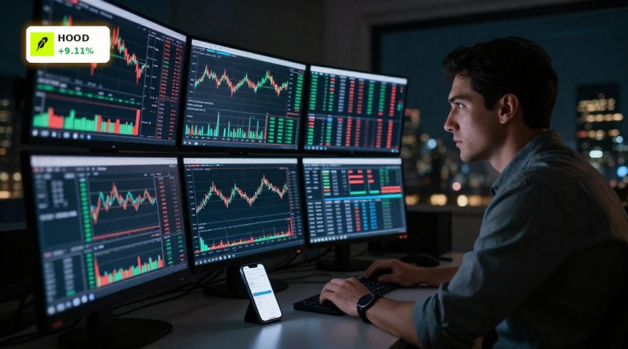 Retail trader monitors market volatility as Robinhood Regulation shifts after SEC scraps PDT rule.