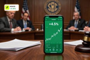 SEC hearing room scene symbolizing Robinhood Regulation shift and HOOD rally