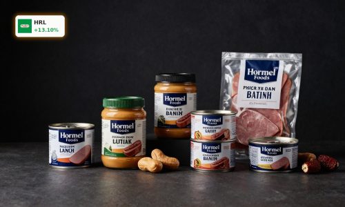 Hormel Foods Earnings spotlight branded packaged food products in a premium dark studio arrangement
