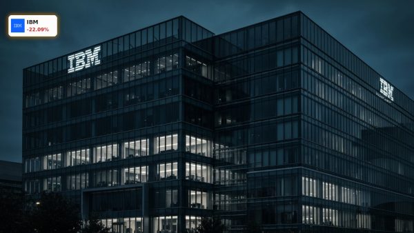 The IBM corporate headquarters at dusk, following the latest IBM Earnings announcement and stock decline.