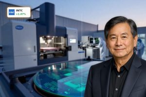 Intel Strategy highlighted by advanced Irish semiconductor fab and AI chip wafer.