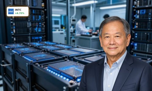 High-tech semiconductor data center symbolizing Intel AI Partnerships with major cloud and AI players