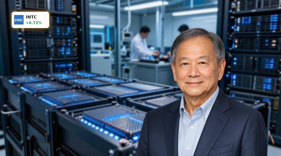 High-tech semiconductor data center symbolizing Intel AI Partnerships with major cloud and AI players