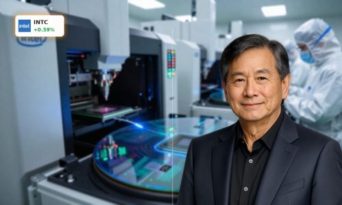 High-tech chip fab highlighting Intel AI Strategy and advanced semiconductor manufacturing