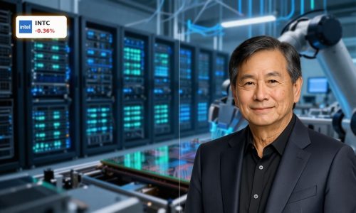 Futuristic chip fab and data center symbolizing Intel AI Partnerships with Google and Terafab