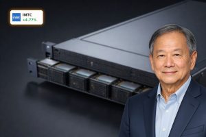 Intel Management Shift visualized with premium AI server hardware in a dark data center
