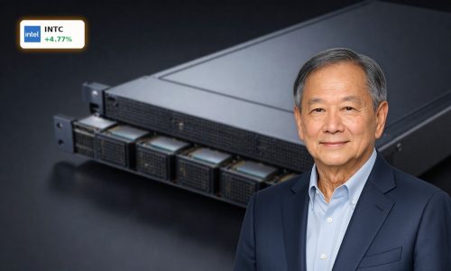 Intel Management Shift visualized with premium AI server hardware in a dark data center