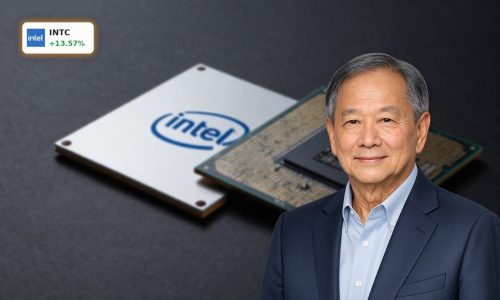 Intel Apple Deal concept with premium silicon chips and wafers reflecting AI foundry partnership